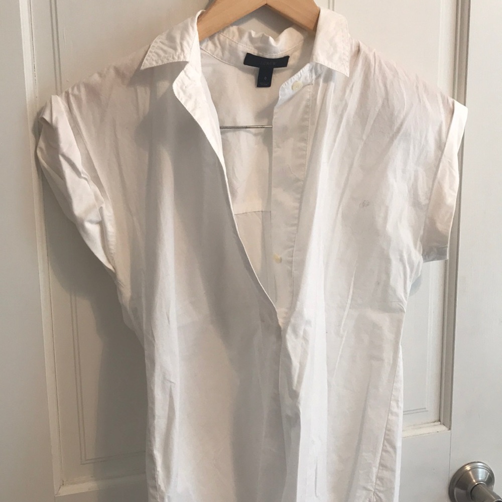 JCrew White Short Sleet Collared Shirt